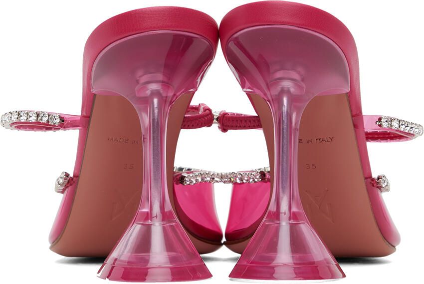 Amina Muaddi Pink Gilda Glass 95 Mules