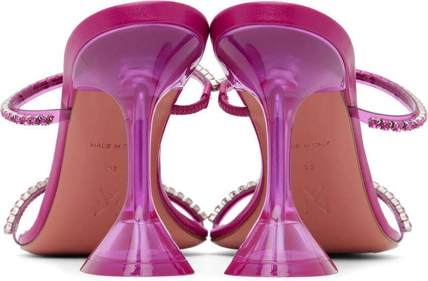 Amina Muaddi Pink Gilda Glass Heeled Sandals