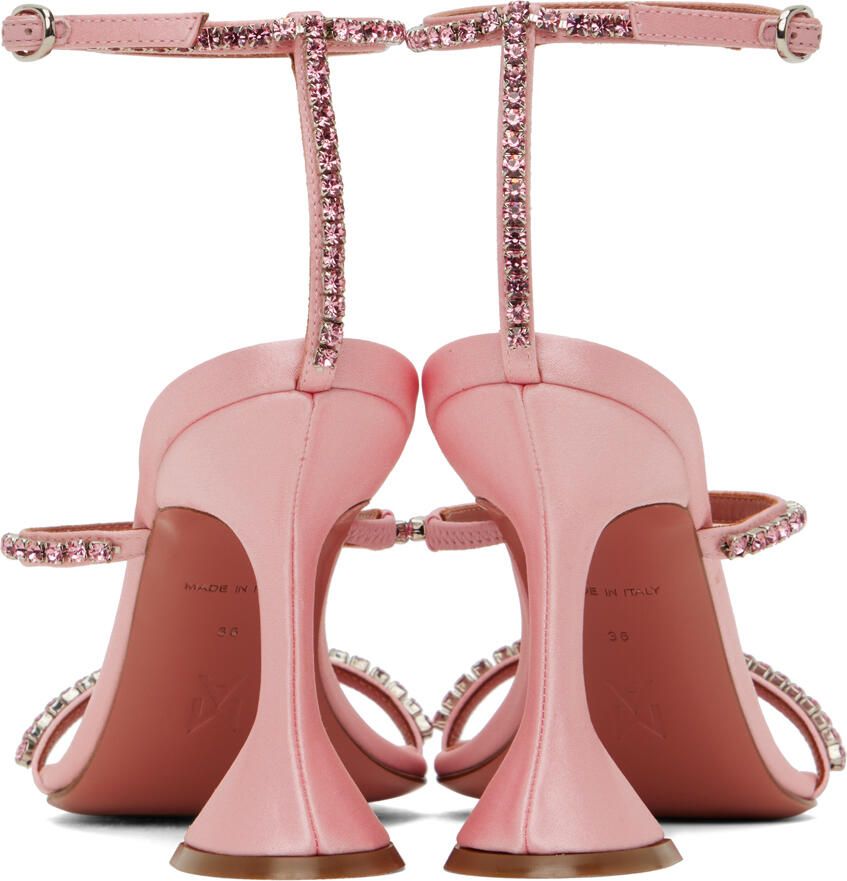 Amina Muaddi Pink Gilda Heeled Sandals
