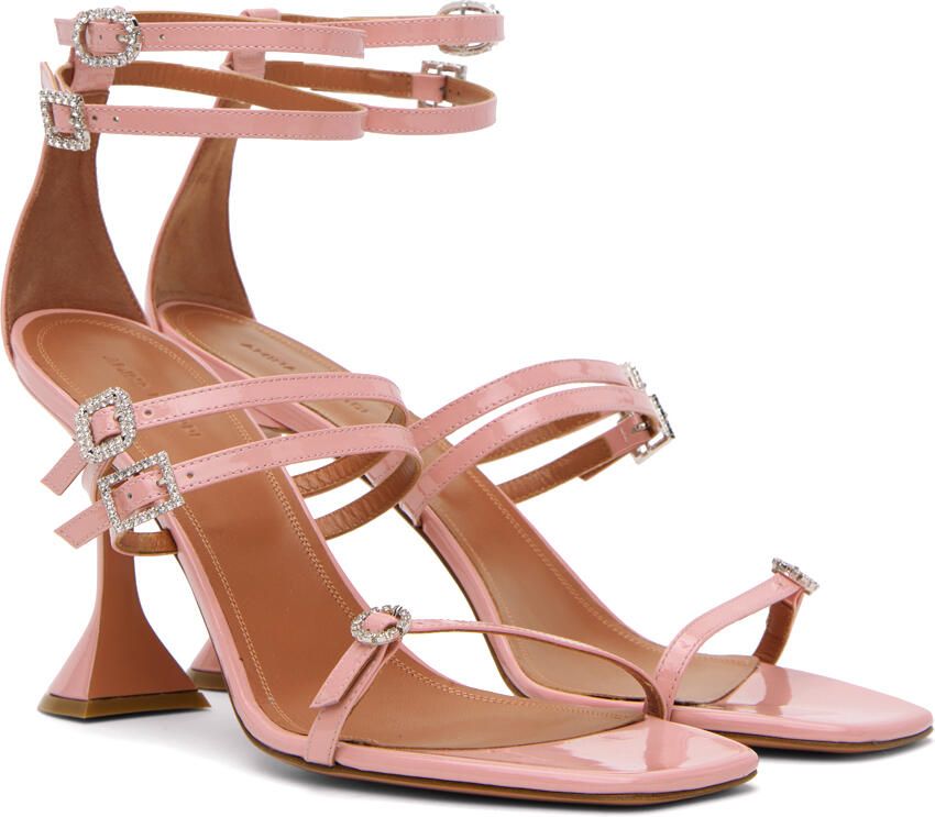 Amina Muaddi Pink Robyn Heeled Sandals - Picture 2
