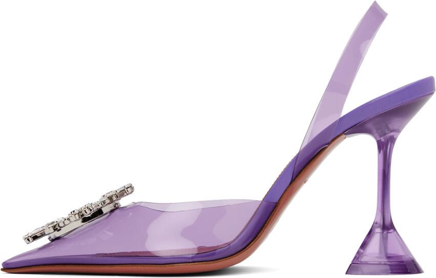 Amina Muaddi Purple Begum Glass Sling 95 Heels - Picture 3