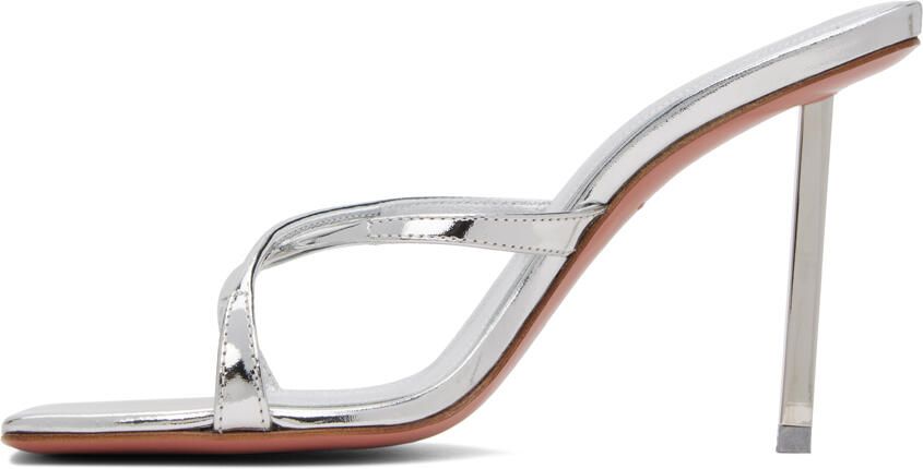 Amina Muaddi Silver Adriana Slipper Heeled Sandals - Picture 3