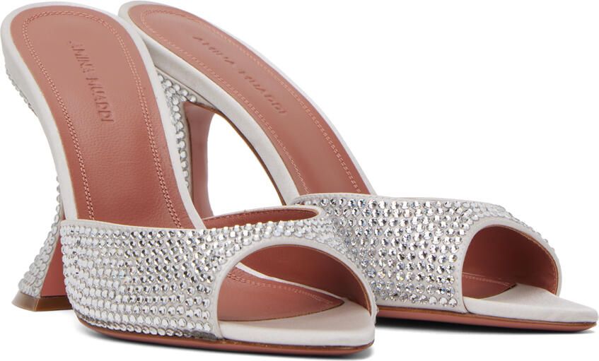 Amina Muaddi Silver Caroline Crystal Heeled Sandals - Picture 2
