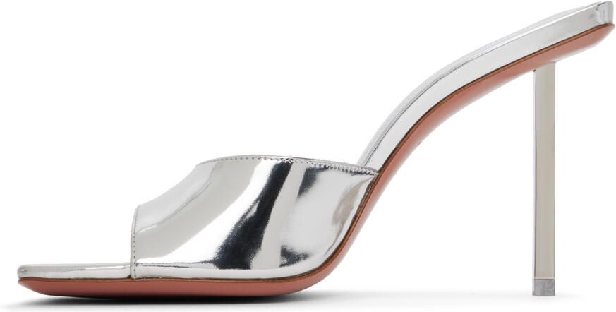 Amina Muaddi Silver Laura Heeled Sandals - Picture 3