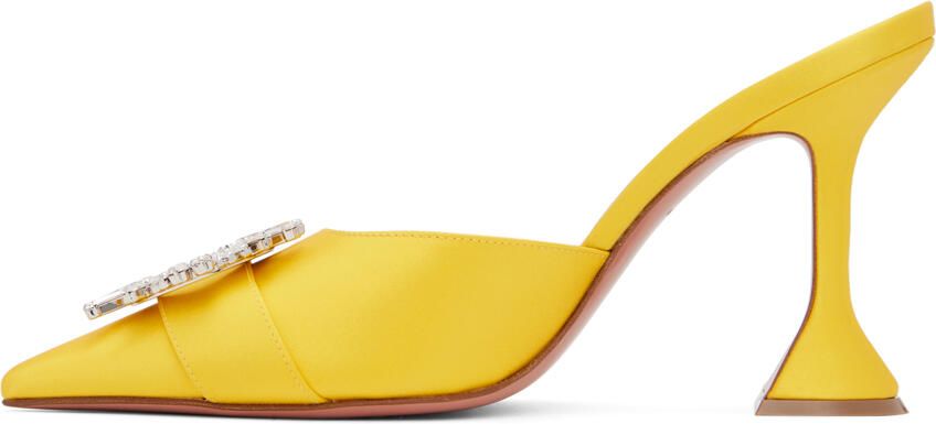 Amina Muaddi SSENSE Exclusive Yellow Begum Mules - Picture 3