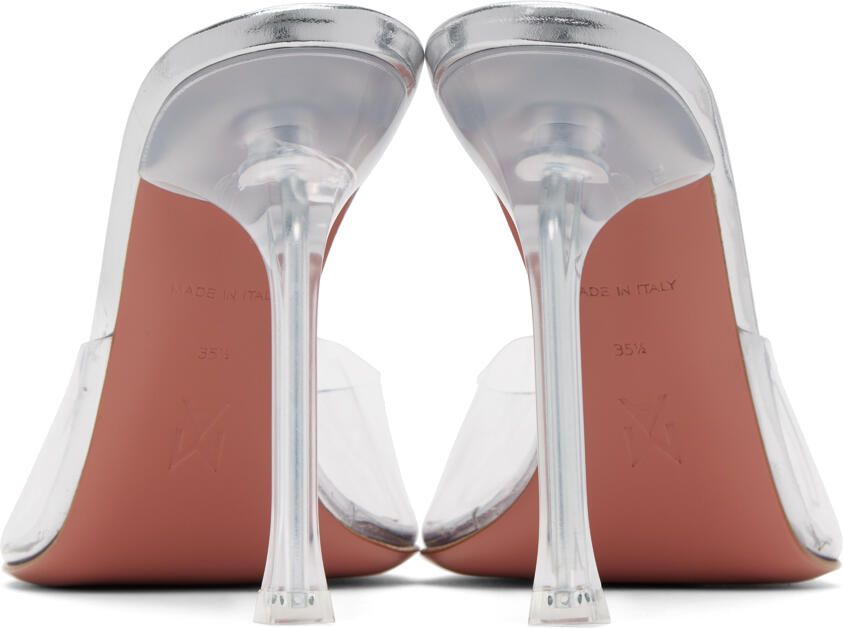 Amina Muaddi Transparent Alexa Glass 105 Slipper Heeled Sandals - Picture 1