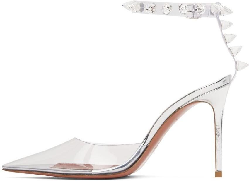 Amina Muaddi Transparent Julia Glass Heeled Sandals - Picture 3