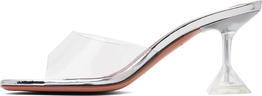 Amina Muaddi Transparent Lupita Glass Slipper Heeled Sandals - Picture 3