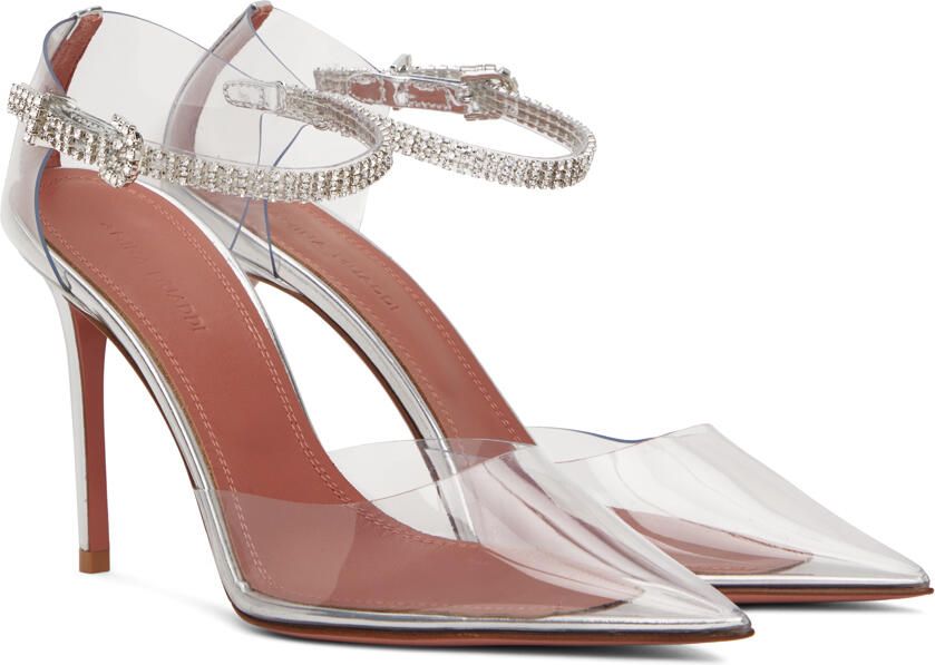 Amina Muaddi Silver Giorgia Heeled Sandals - Picture 3