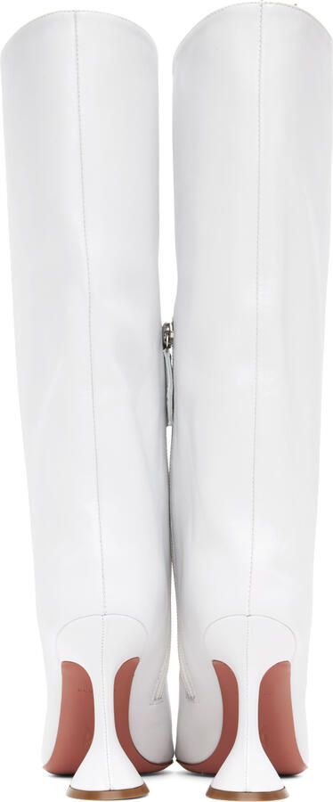 Amina Muaddi White Fiona Heeled Boots - Picture 3