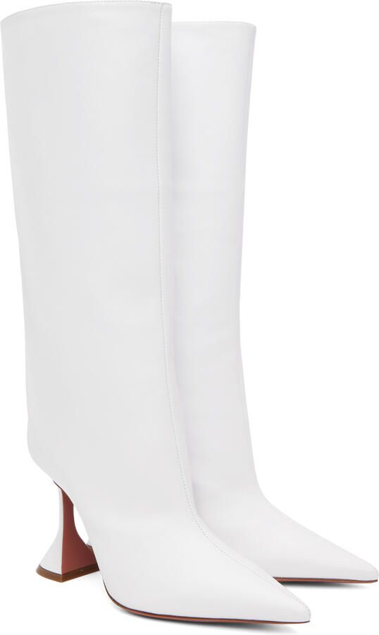 Amina Muaddi White Fiona Heeled Boots - Picture 2