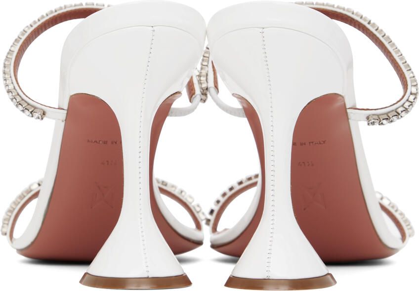 Amina Muaddi White Gilda Heeled Sandals