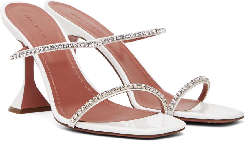 Amina Muaddi White Gilda Heeled Sandals - Picture 2
