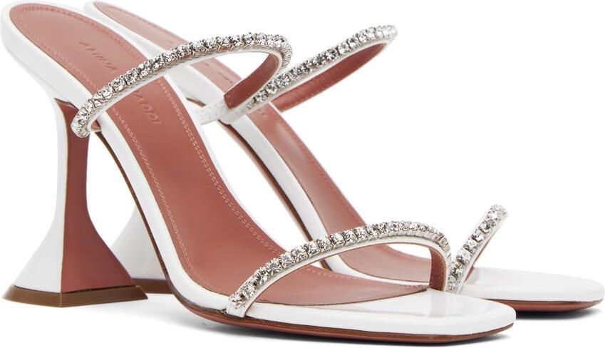 Amina Muaddi White Gilda Slipper Heeled Sandals - Picture 2