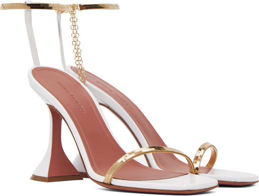 Amina Muaddi White Henson Heeled Sandals - Picture 3