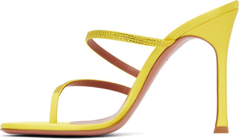 Amina Muaddi Yellow Ami Heeled Sandals - Picture 3