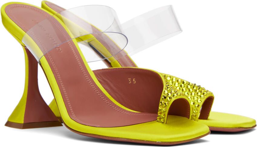 Amina Muaddi Yellow Paloma Crystal Slipper Heeled Sandals - Picture 2