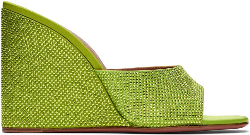 Amina Muaddi Green Lupita Wedge Sandals
