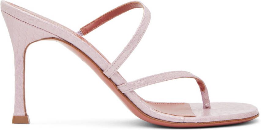 Amina Muaddi Pink Ami Heeled Sandals