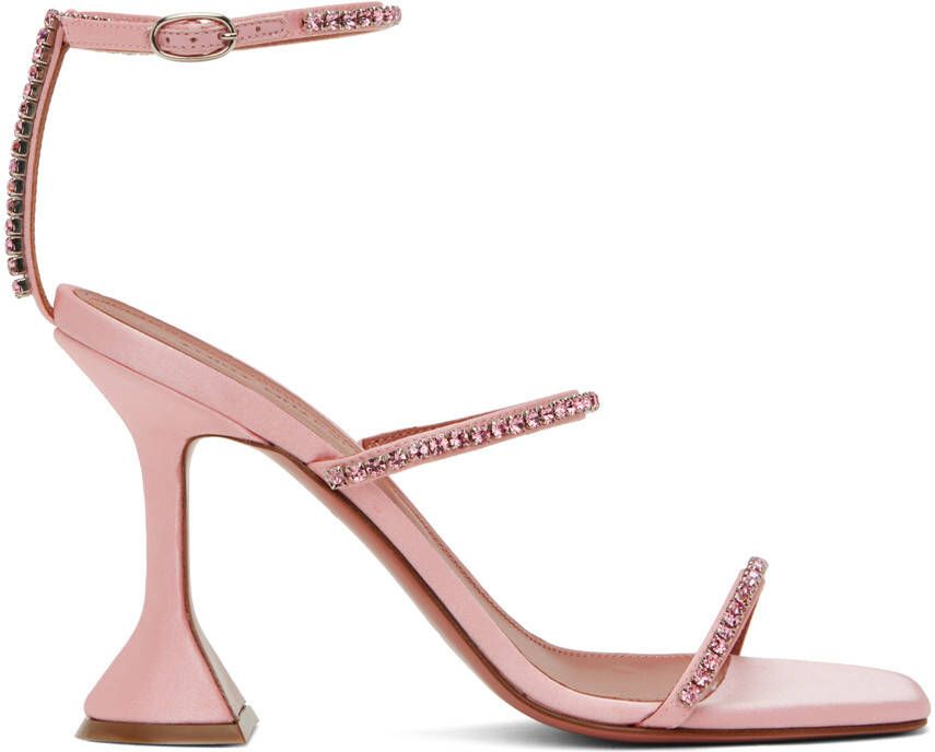Amina Muaddi Pink Gilda Heeled Sandals