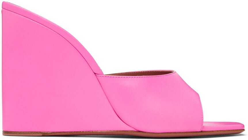 Amina Muaddi Pink Lupita Wedge Heeled Sandals