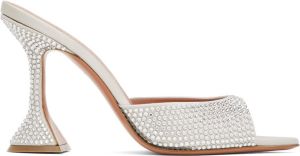Amina Muaddi Silver Caroline Crystal Heeled Sandals