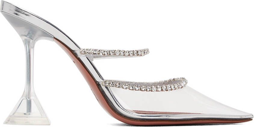 Amina Muaddi Silver Gilda Glass 95 Heels