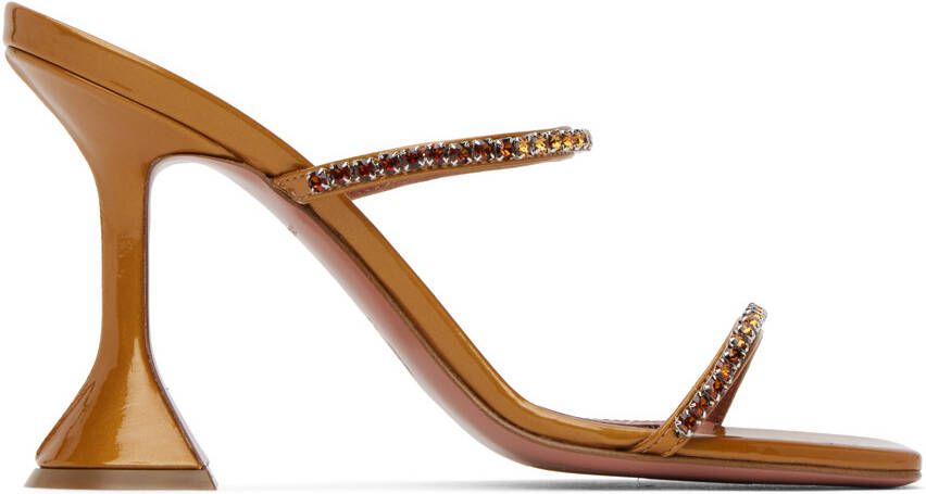 Amina Muaddi Tan Gilda Heeled Sandals