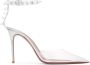 Amina Muaddi Transparent Julia Glass Heeled Sandals - Thumbnail 1