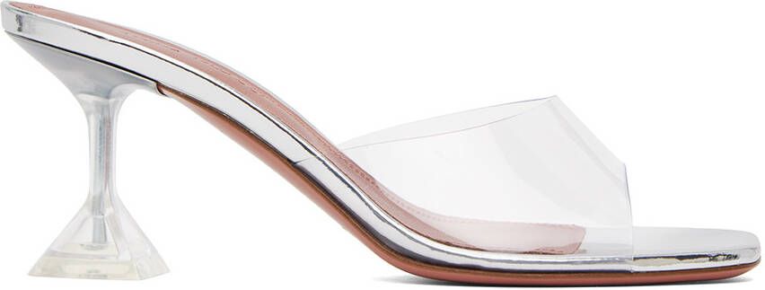 Amina Muaddi Transparent Lupita Glass Slipper Heeled Sandals
