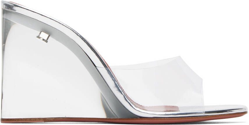Amina Muaddi Transparent Lupita Glass Wedge Heeled Sandals