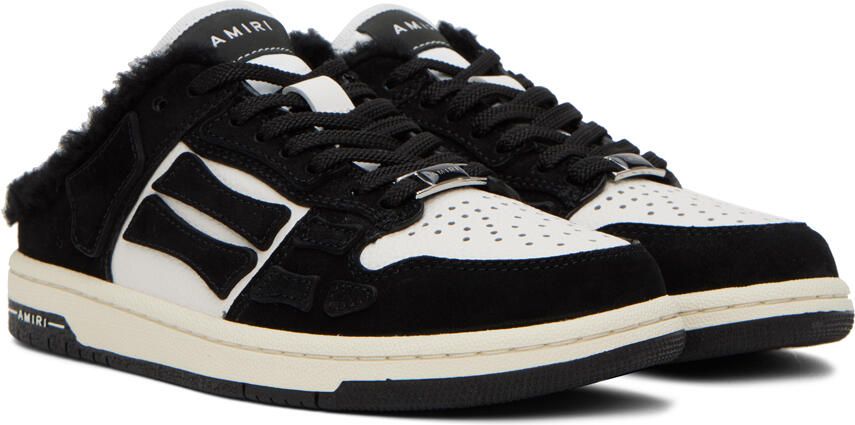 AMIRI Black & White Skel Top Shearling Mules - Picture 2