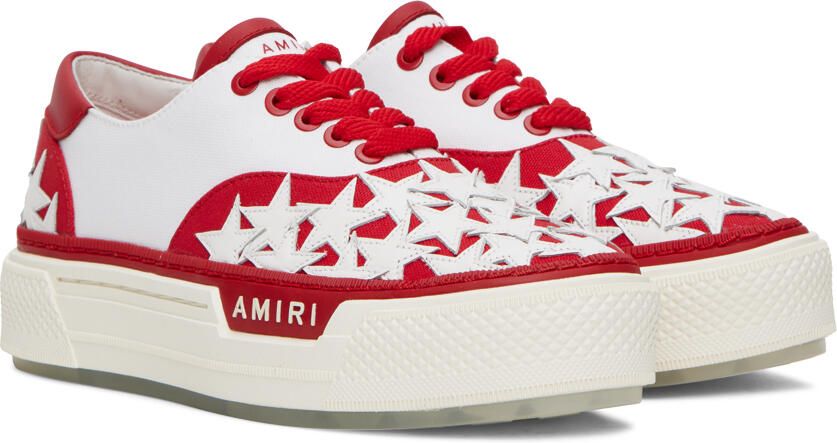 AMIRI Red & White Stars Court Sneakers - Picture 2
