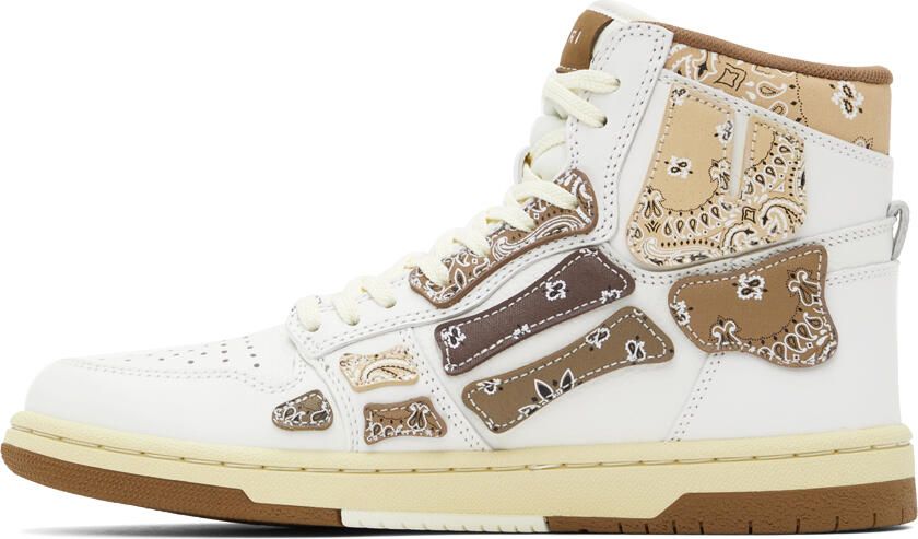 AMIRI White & Brown Skel Top Hi Sneakers - Picture 3