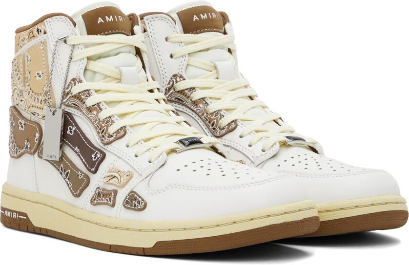 AMIRI White & Brown Skel Top Hi Sneakers - Picture 2