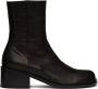 AMOMENTO Black Leather Ankle Boots - Thumbnail 1