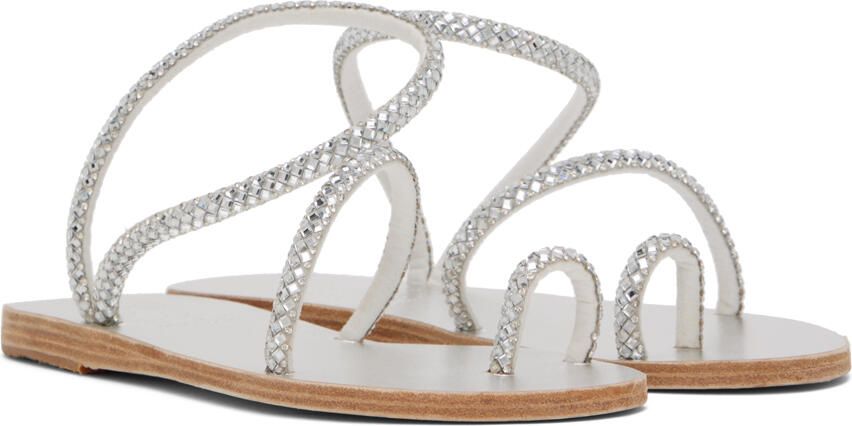 Ancient Greek Sandals Silver Apli Eleftheria Crystals Sandals - Picture 2