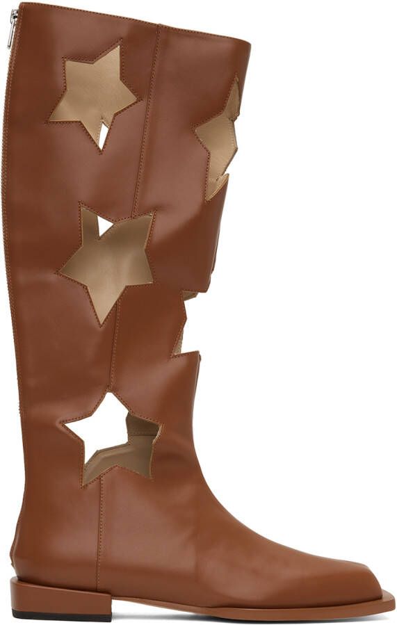 ANDREJ GRONAU SSENSE Exclusive Brown Star Cut Boots