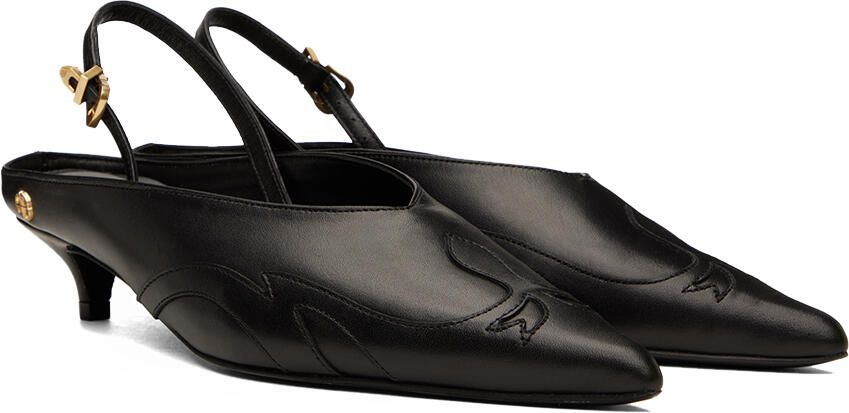 ANINE BING Rae 38mm leather slingback pumps Black - Picture 2