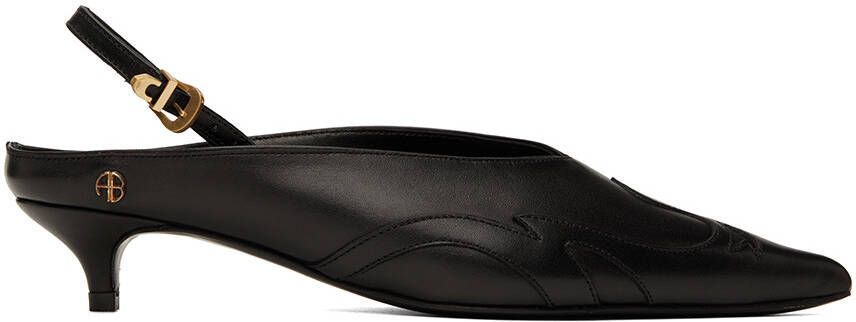 ANINE BING Rae 38mm leather slingback pumps Black - Picture 5