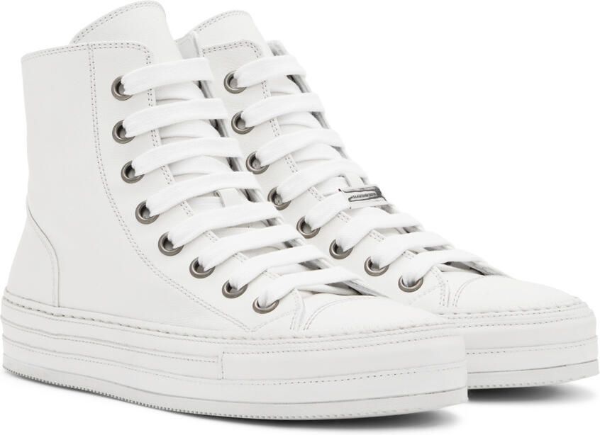 Ann Demeulemeester White Leather Raven Sneakers - Picture 2