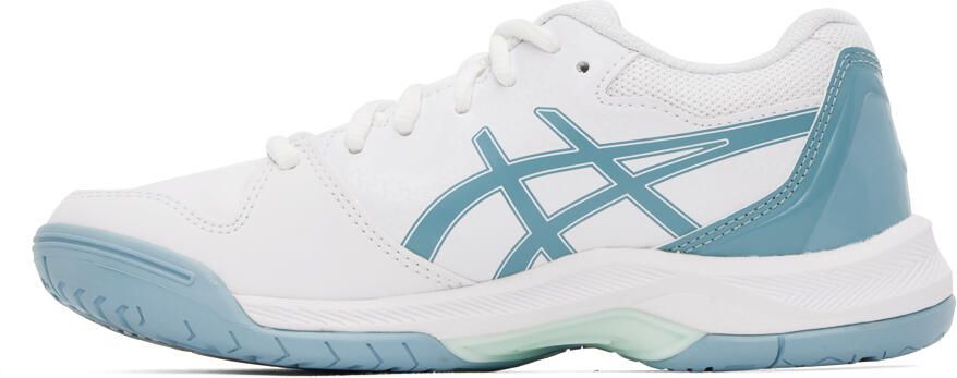 Asics White & Blue GEL-Dedicate 7 Sneakers - Picture 3