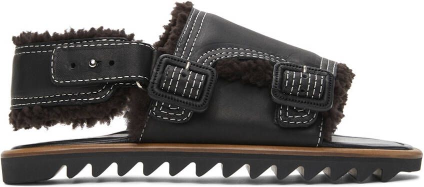 AURALEE Black Mouton Sandals