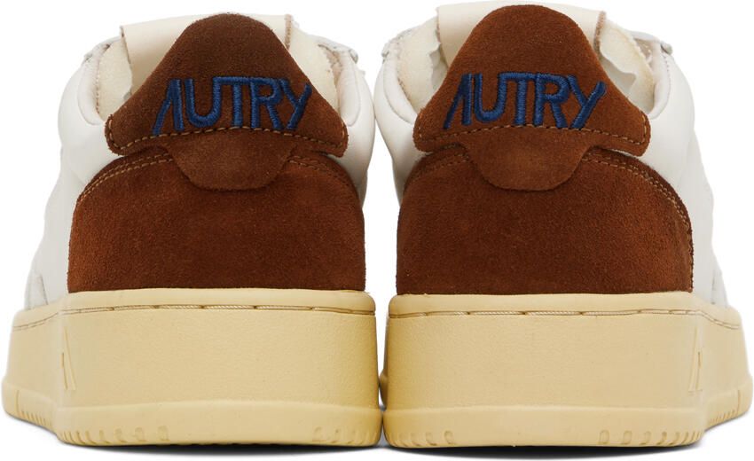 AUTRY White & Brown Medalist Low Sneakers
