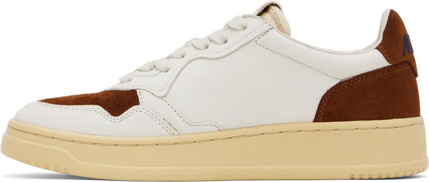 AUTRY White & Brown Medalist Low Sneakers - Picture 3
