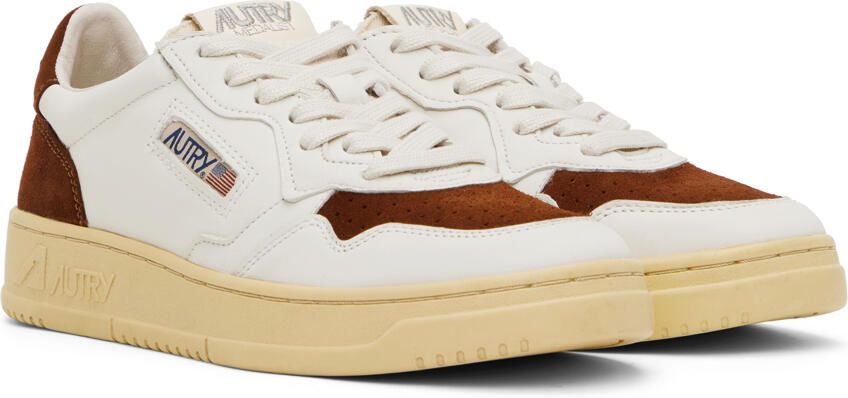 AUTRY White & Brown Medalist Low Sneakers - Picture 2