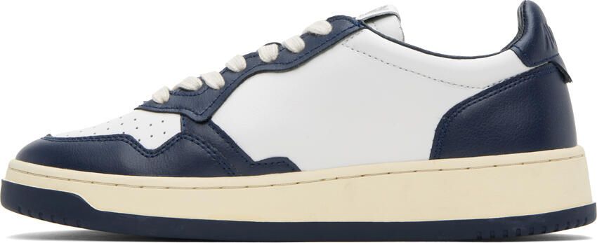 AUTRY White & Navy Medalist Low Sneakers - Picture 3