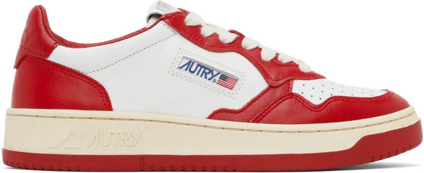 AUTRY Red & White Medalist Low Sneakers