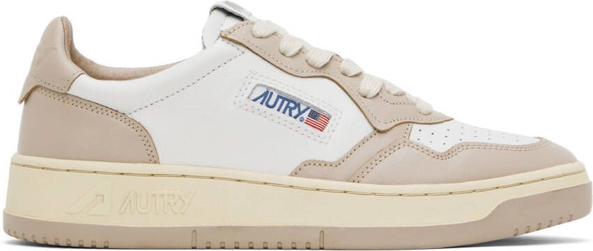 AUTRY Taupe & White Medalist Low Sneakers