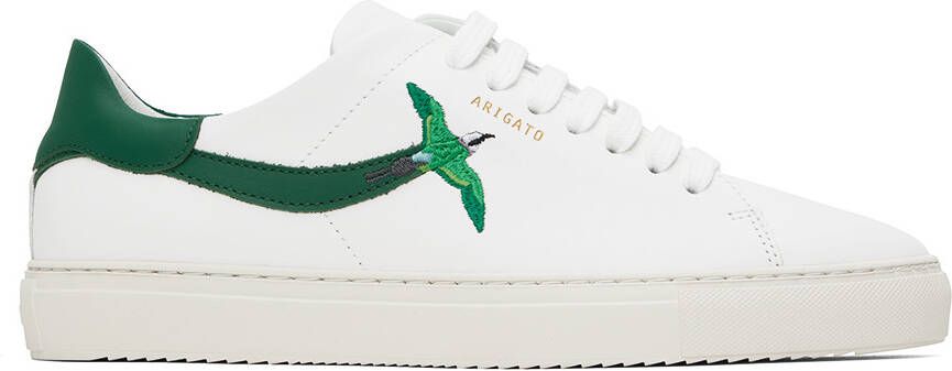 Axel Arigato White & Green Clean 90 Stripe Bee Bird Sneakers